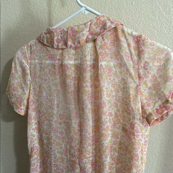 Vintage Floral Short Sleeve Sheer Dress ( homemade ) - Picture 7 of 9